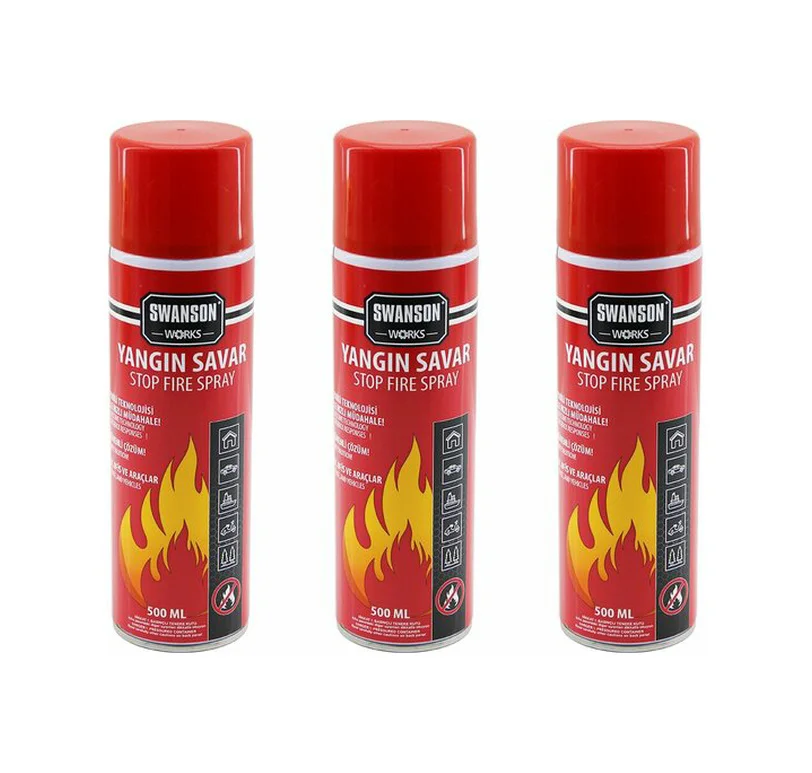 3 Adet Yangın Söndürücü - Yangın Savar Sprey 500ml + 500 Ml + 500