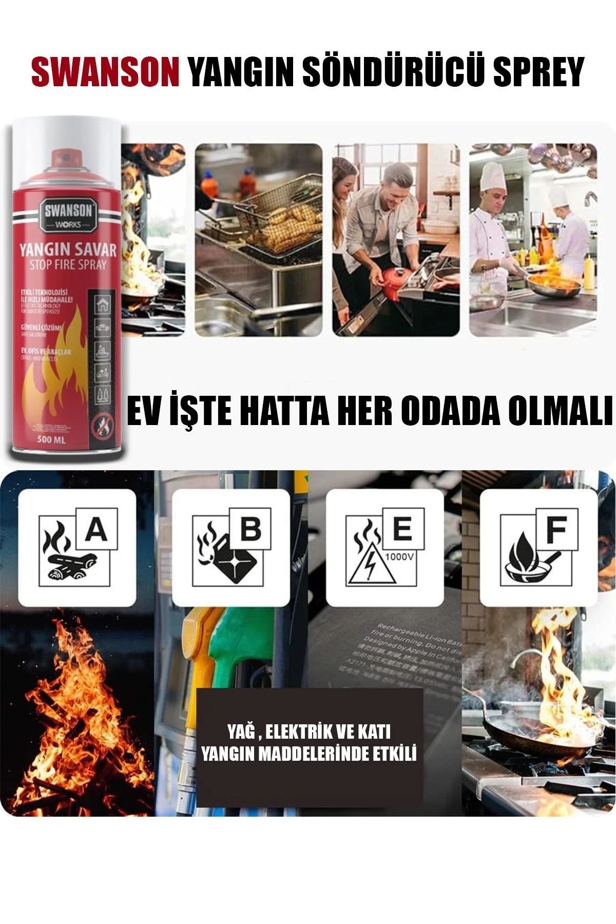 3 Adet Yangın Söndürücü - Yangın Savar Sprey 500ml + 500 Ml + 500 Ml  Ev - Ofis - Oto Araç   Ateş Boğucu Köpük Tabaka Oluşturur Bx40 Fiyatı, Yorumları ve Özellikleri