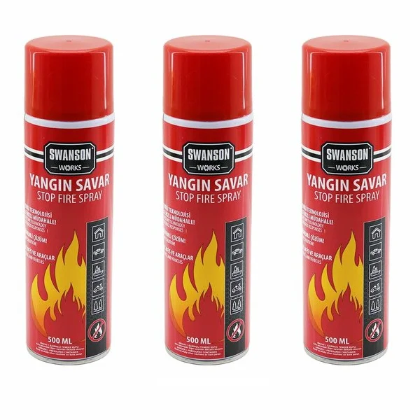 3 Adet Yangın Söndürücü - Yangın Savar Sprey 500ml + 500 Ml + 500 Ml  Ev - Ofis - Oto Araç   Ateş Boğucu Köpük Tabaka Oluşturur Bx40 Fiyatı, Yorumları ve Özellikleri
