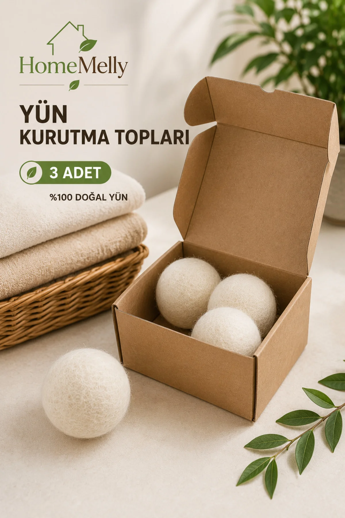 3 Adet Yün Kurutma Topu - Kurutma Makinası İçin Çamaşır Kurutma Topları