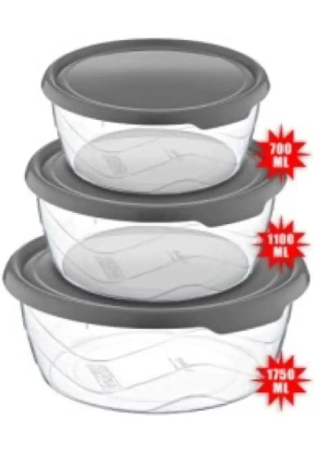 3 Adet Yuvarlak Saklama Kabı Ak 659