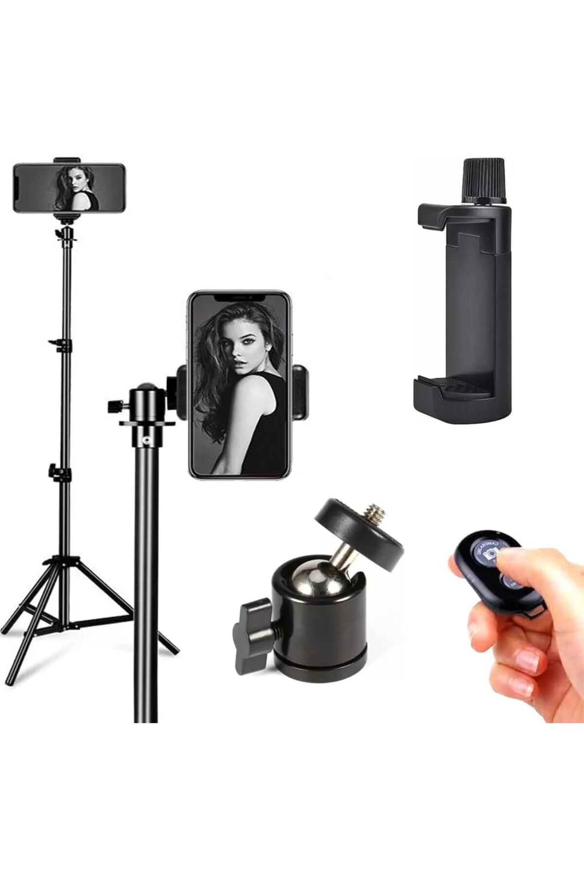 3 Ayaklı Alüminyum Bluetooth Kumandalı Tripod Telefon Tutuculu 2 