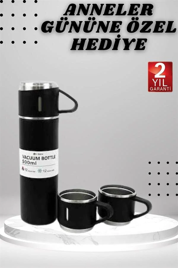 3 Bardaklı Termos Seti - Anneler Günü Özel Hediye, Sızdırmaz ve Isı Koruyucu