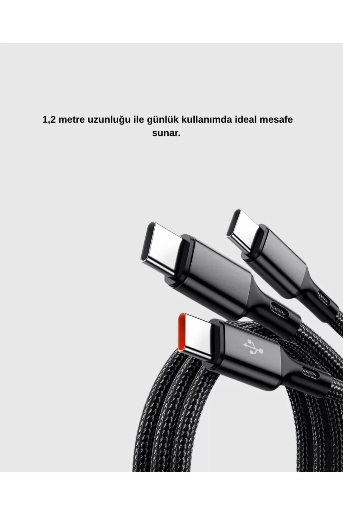 3 Başlıklı Hızlı Şarj Kablosu Metal Alaşımlı Dayanıklı ve Akıllı 