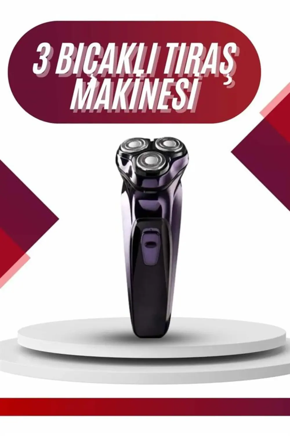 3 Bıçaklı Döner Başlıklı Sakal Sıfır Alma Tıraş Makinesi Profesyo
