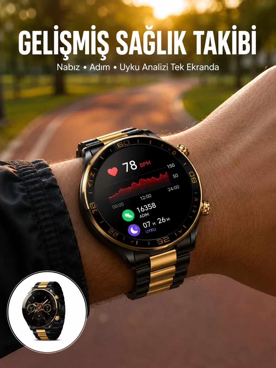 3 Bileklikli Amoled Akıllı Saat - Yeni Nesil Bluetooth ve Sağlık Takibi