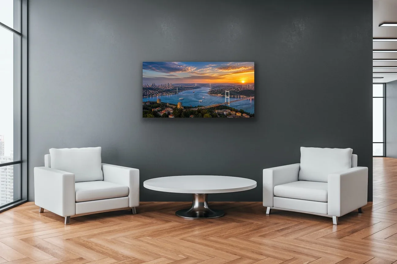3 Boğaz Manzaralı İstanbul Kanvas Tablo - 40X80 CM