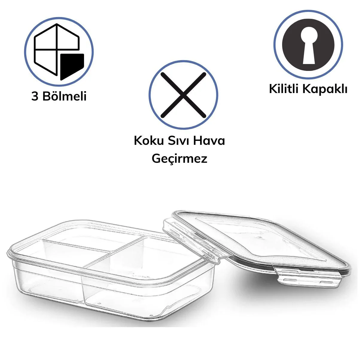 3 Bölmeli Kilitli Kapaklı 1 Litre Erzak Saklama Kabı LC-510 Fiyatı, Yorumları ve Özellikleri