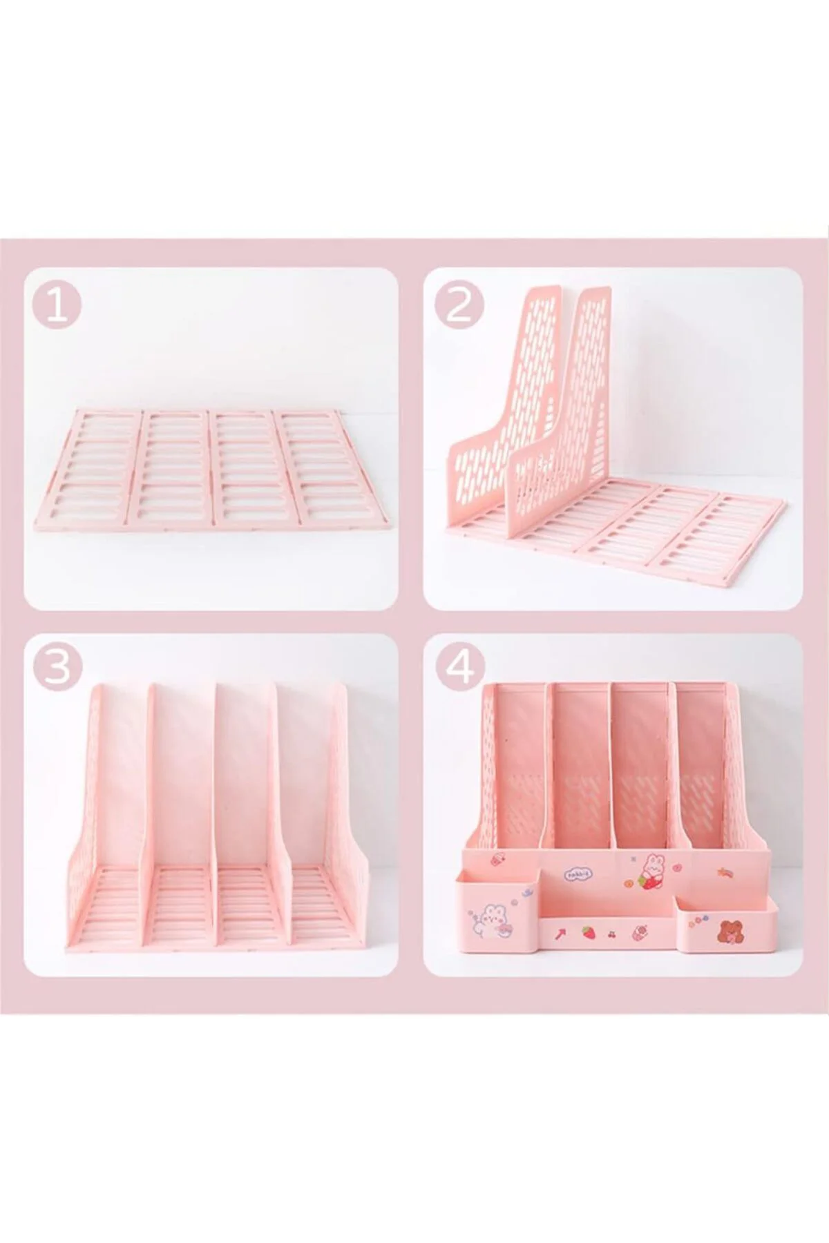 3 Bölmeli Modüler Tasarım Organizer Kalemlikli Magazinlik Klasör 