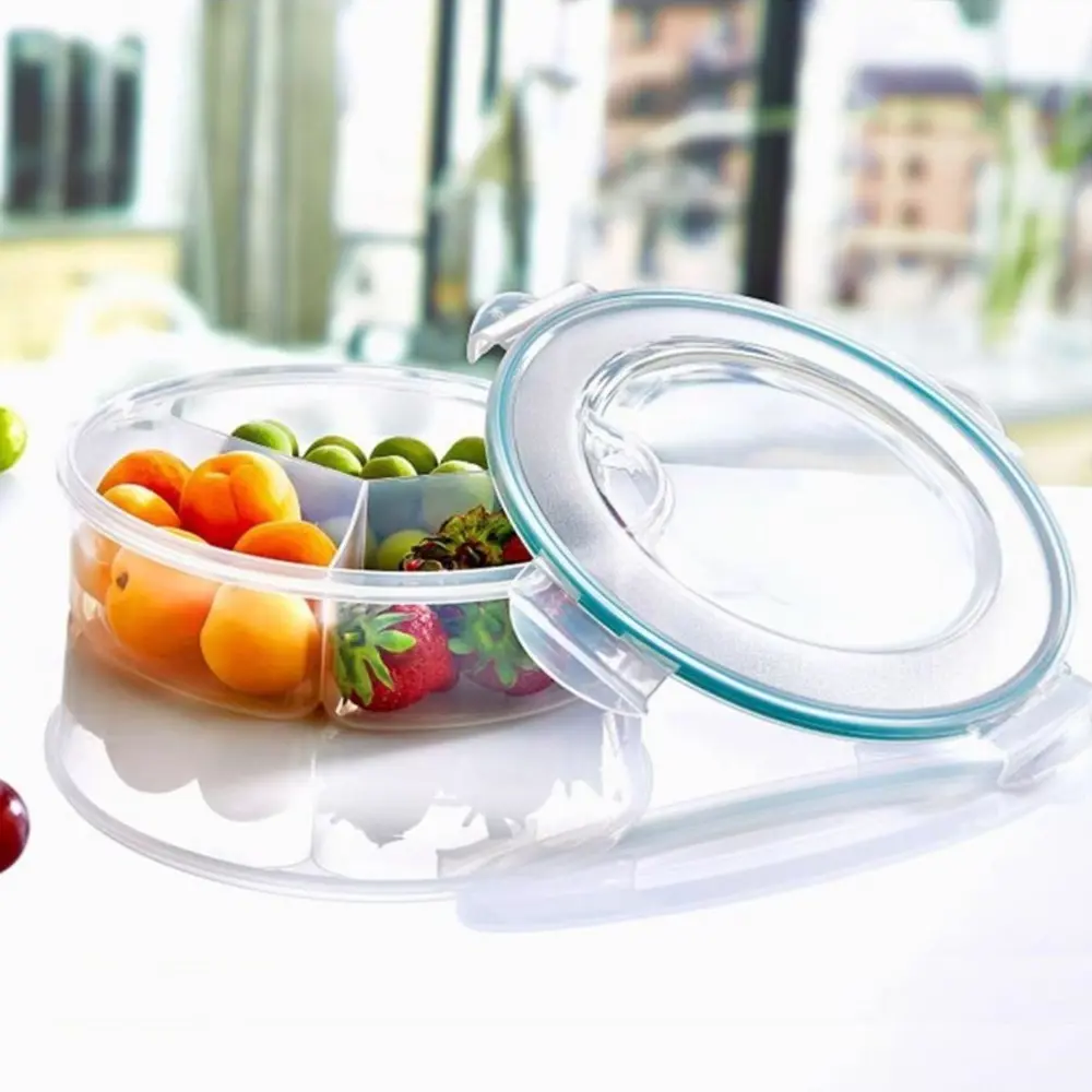 3 Bölmeli Sızdırmaz Contalı Kilitli Kapaklı 1,35 Litre yuvarlak E