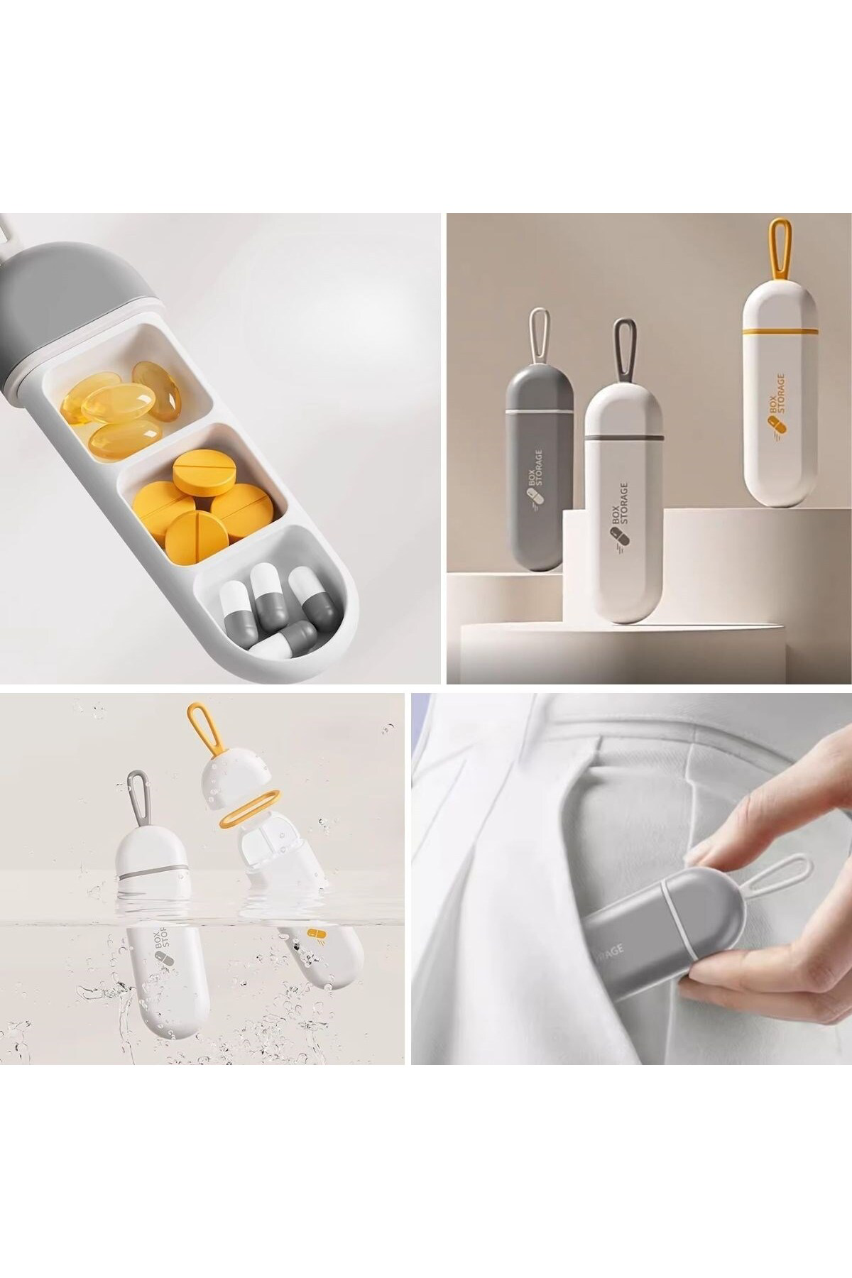 Ok Aksesuar 3 Bölmeli Taşınabilir Seyahat Tipi Hap Saklama Kutusu İlaç Saklam