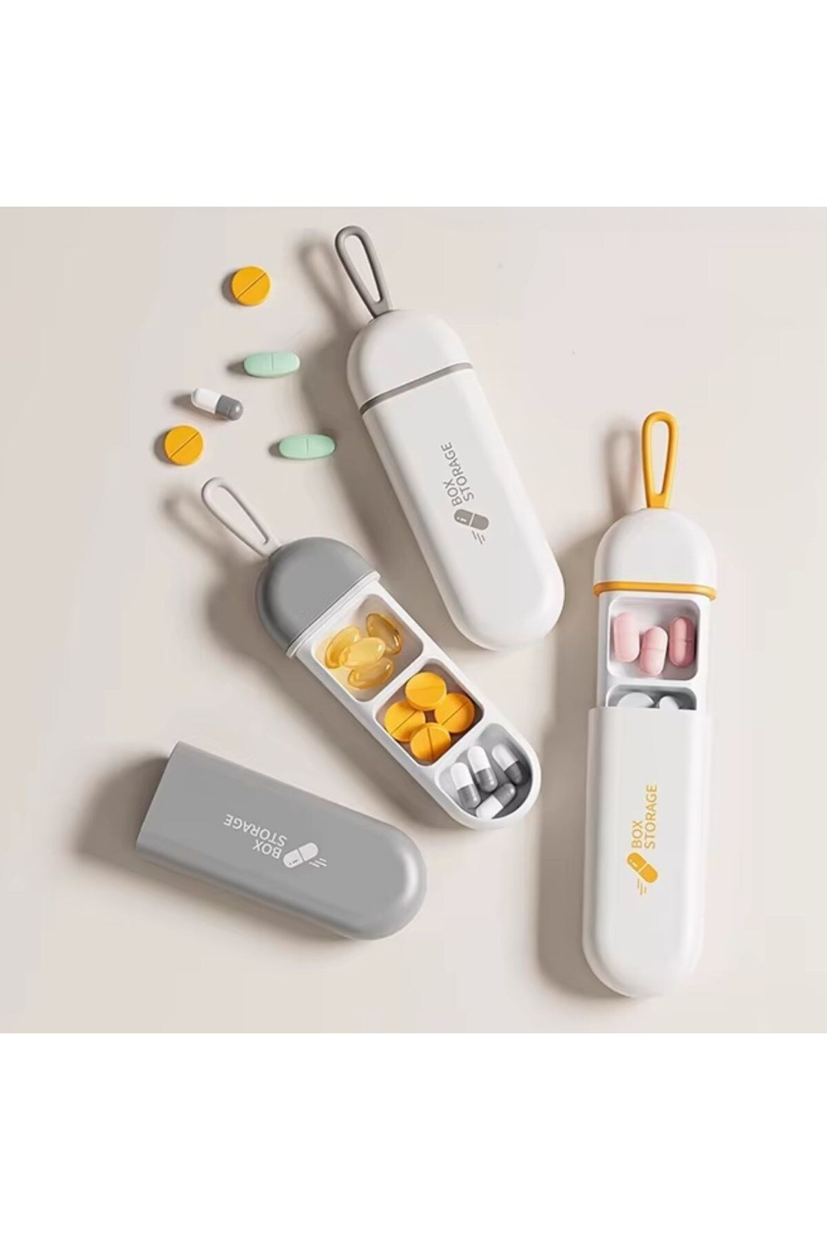Ok Aksesuar 3 Bölmeli Taşınabilir Seyahat Tipi Hap Saklama Kutusu İlaç Saklam