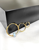 3 BOY 3 ADET NAZAR BONCUĞU DETAY GOLD KAPLAMA KOMBİN ÇOKLU TAM KA