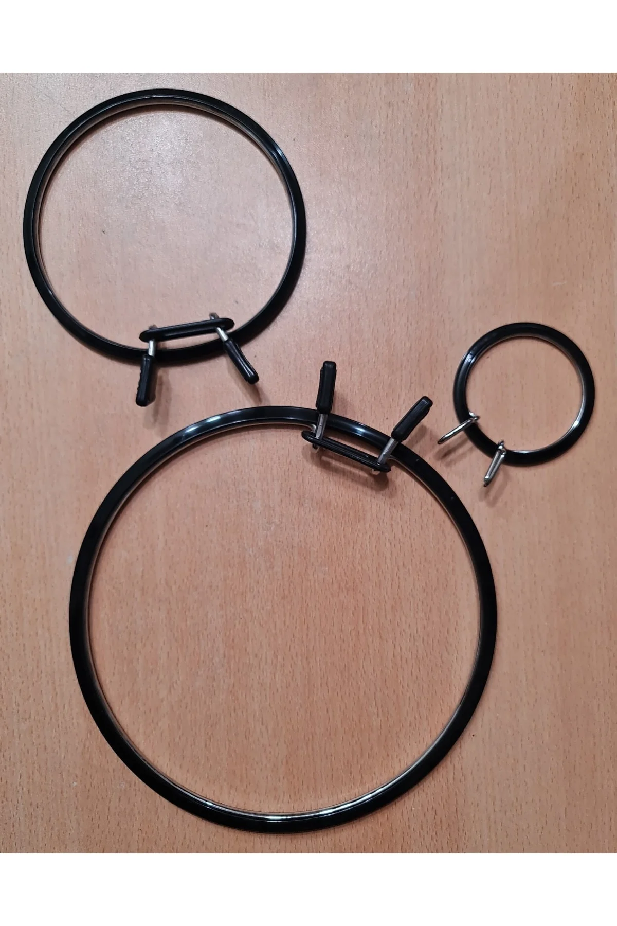 3 Boy Metal Kasnak Seti Siyah Renk - Küçük Orta Büyük Metal Nakış