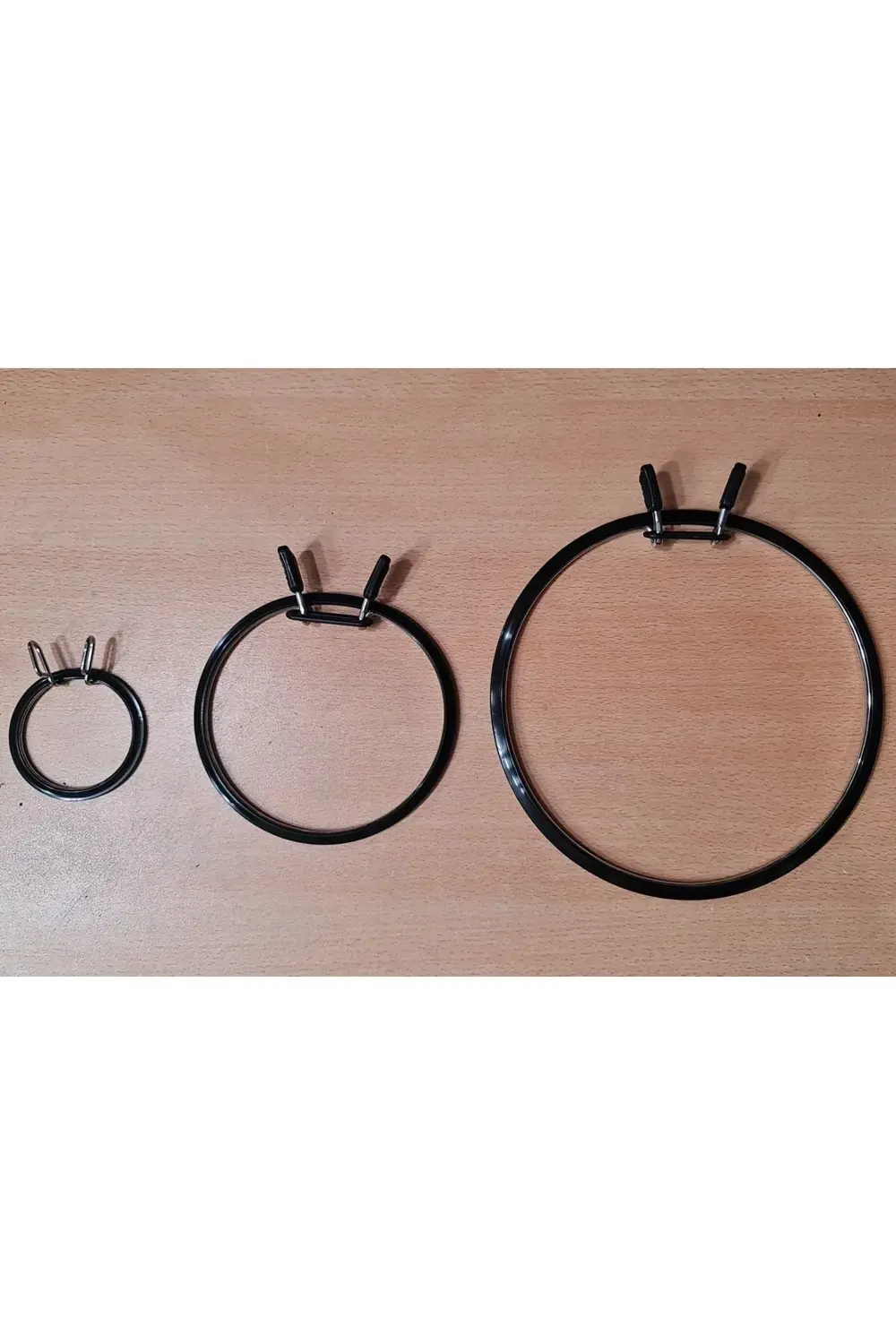 Tuhafiyecimiz 3 Boy Metal Kasnak Seti Siyah Renk - Küçük Orta Büyük Metal Nakış