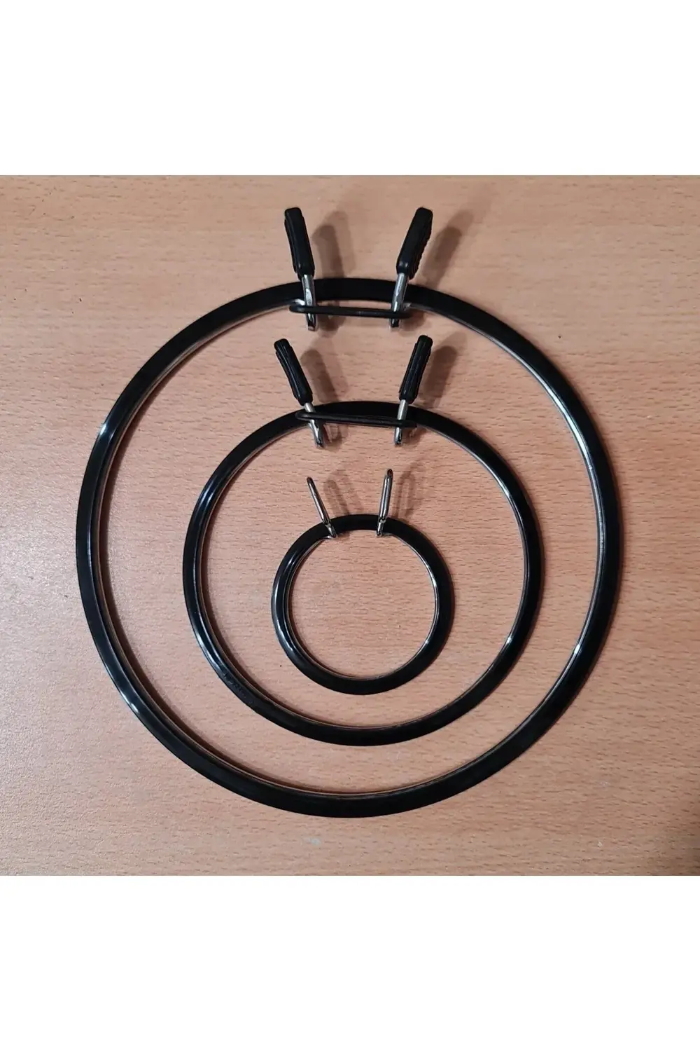 Tuhafiyecimiz 3 Boy Metal Kasnak Seti Siyah Renk - Küçük Orta Büyük Metal Nakış