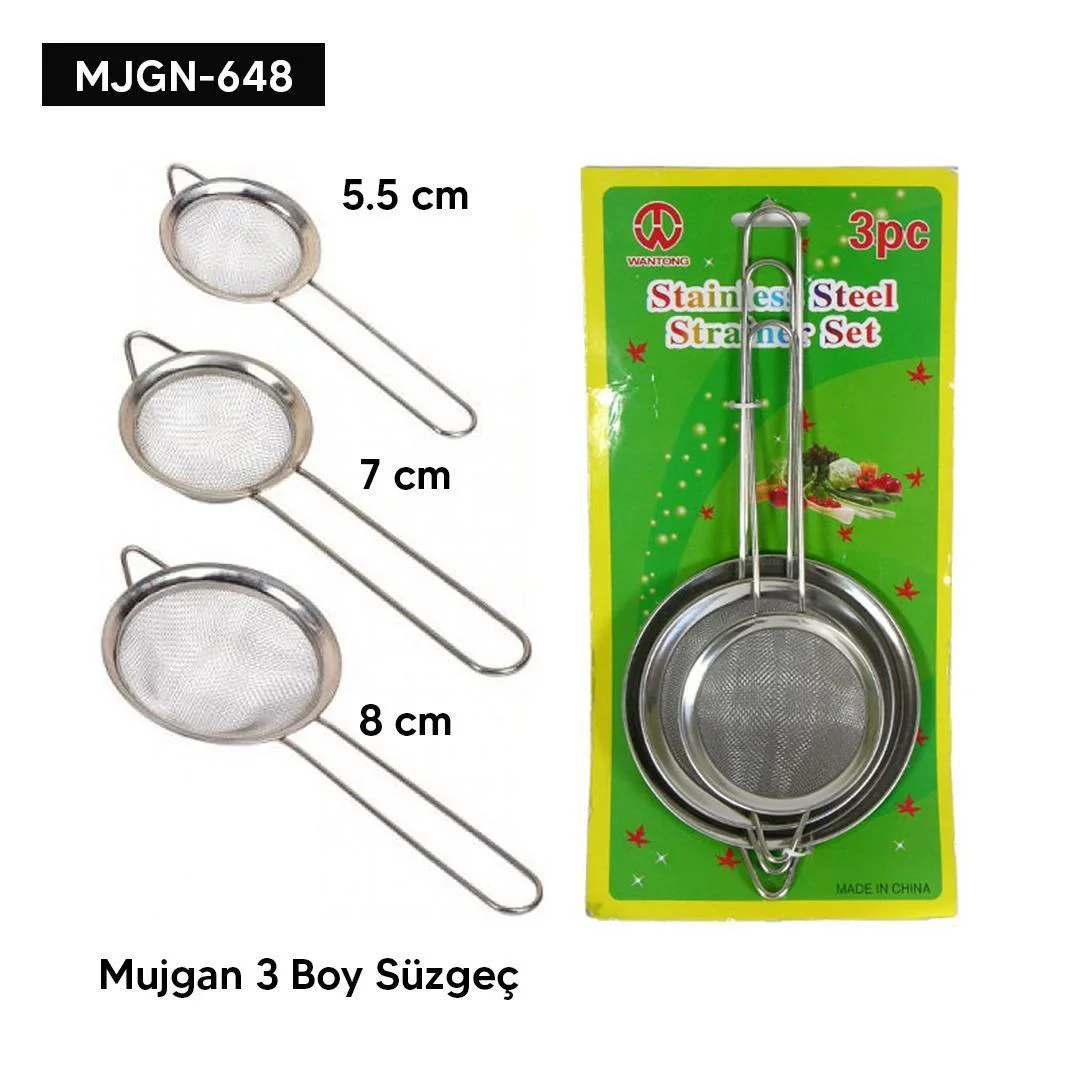 3 Boy Süzgeç Seti - Paslanmaz Mutfak Süzgeç Seti (Büyük, Orta, Küçük) Fiyatı, Yorumları ve Özellikleri