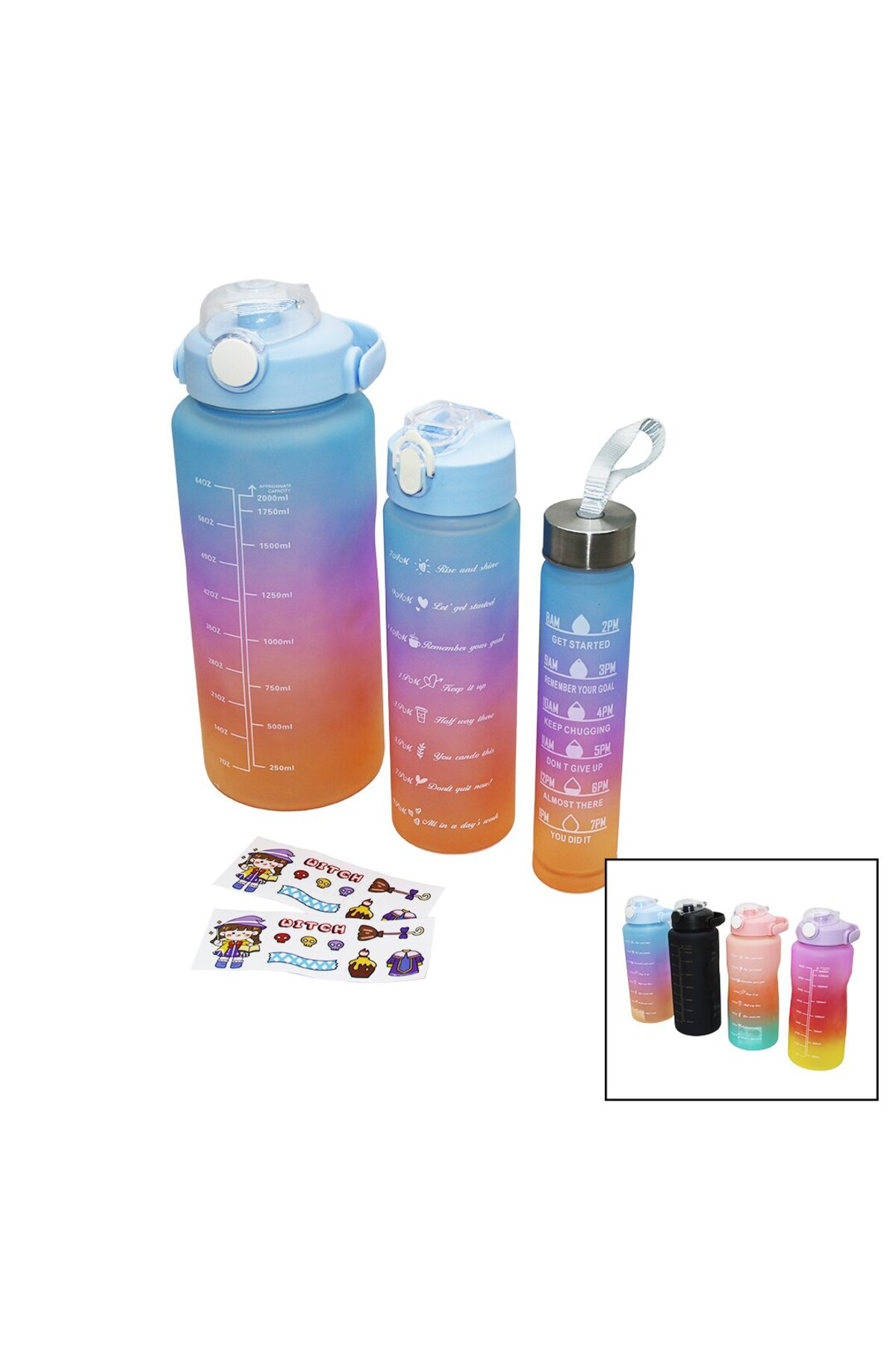 Ok Aksesuar 3 Boy Yavrulu Pipetli Renkli Suluk Matara Go5060gok222574