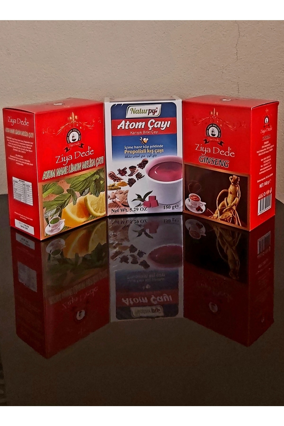 3 Çeşit Atom Çayı (nane Limon Propolis Ginseng)