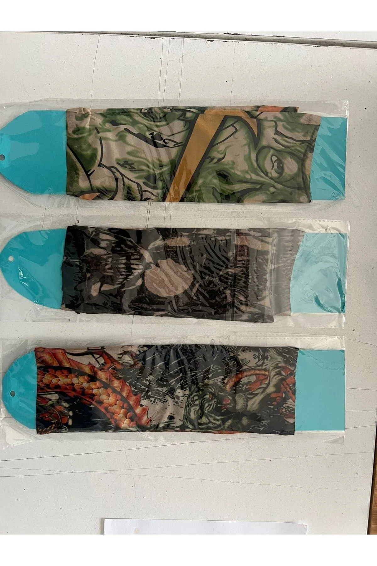 3 Çift 6 Adet Giyilebilir Dövme Sleeves Tattoo Çorabı
