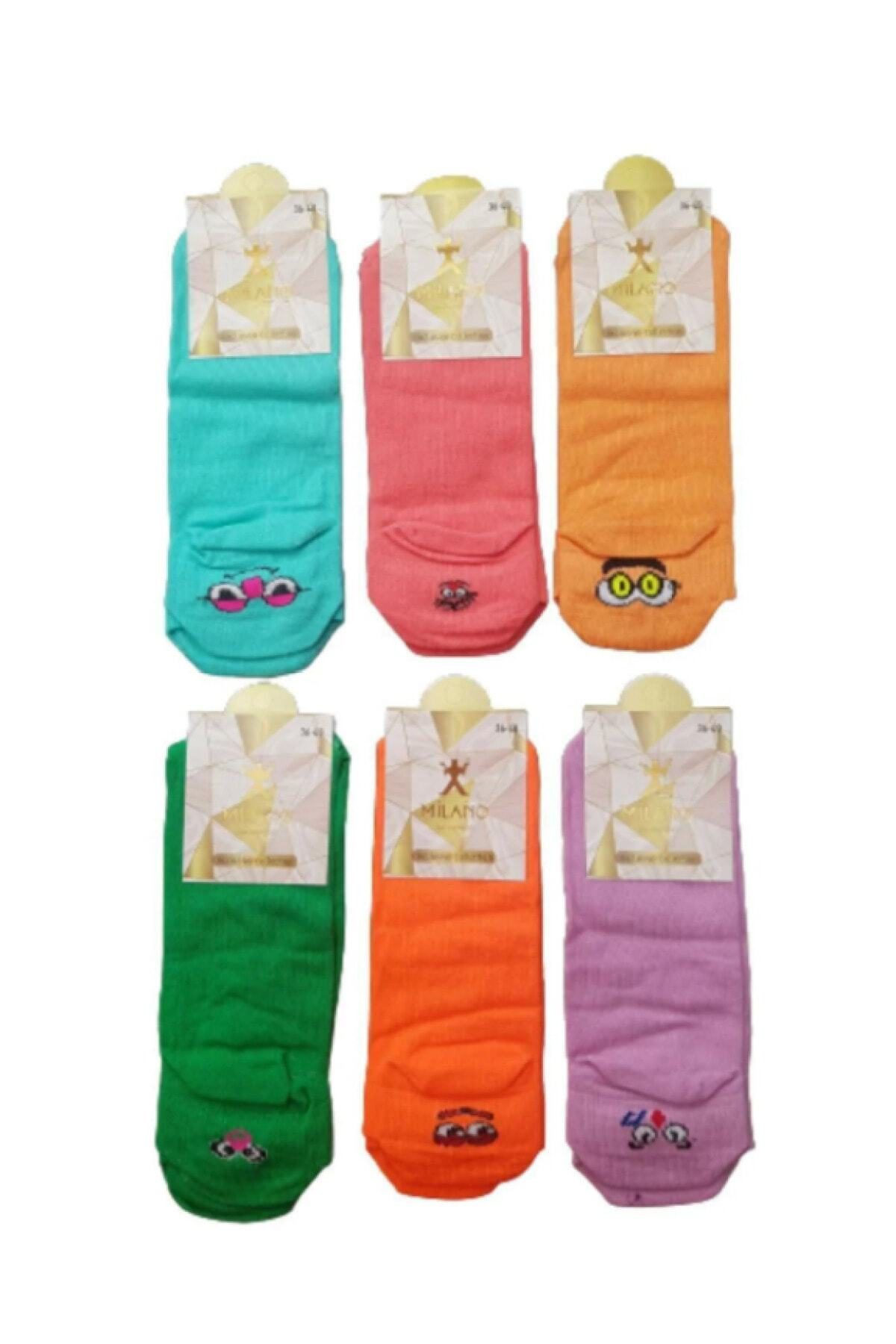 3 Çift Çok Renkli Emoji Patik Çorap