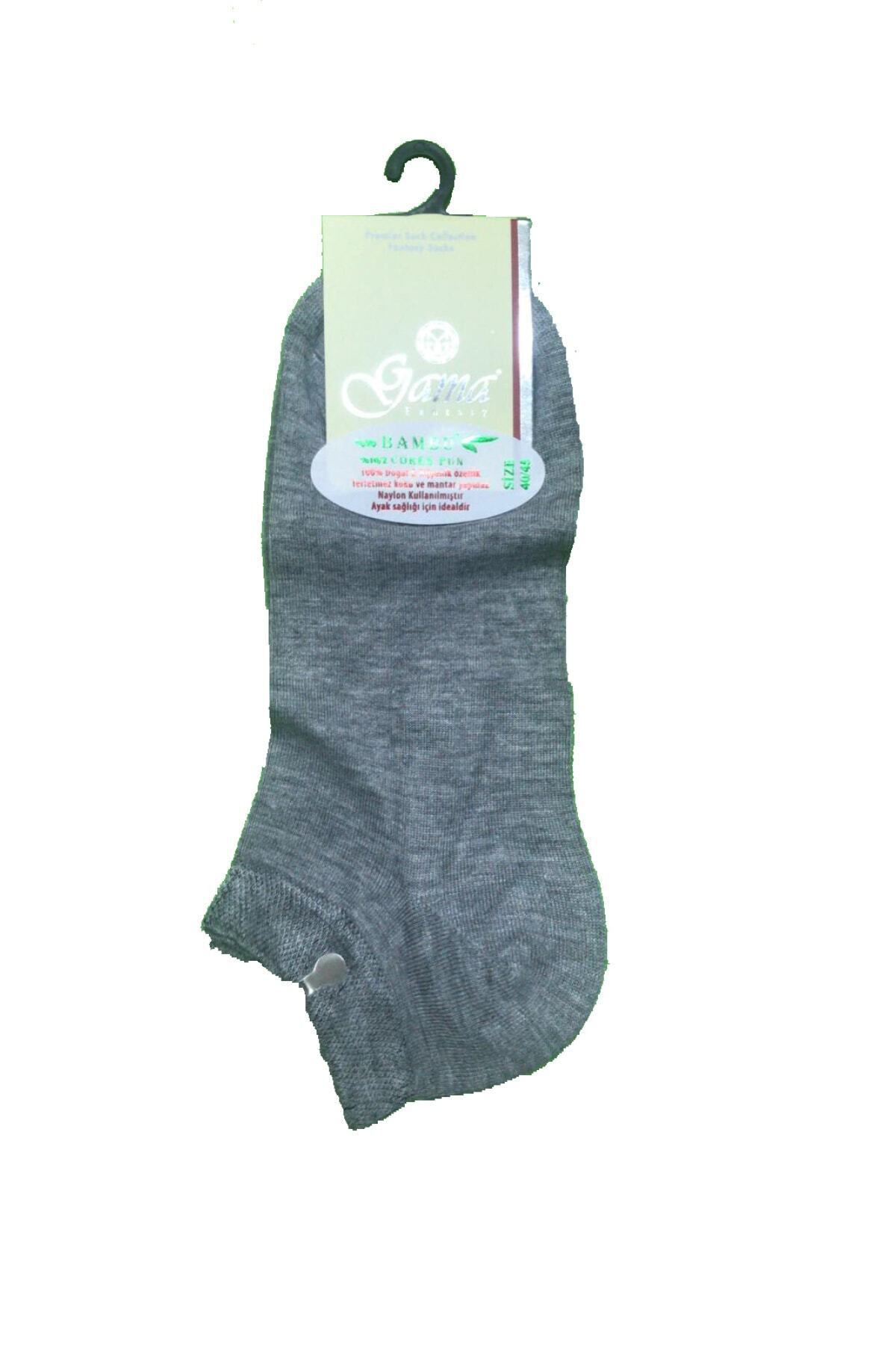 3 Çift Gri Renk Bambu Patik Çorap