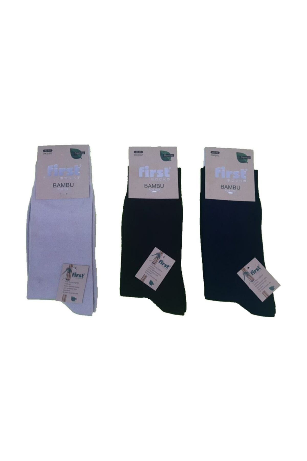 3 Çift Karışık Paket Dikişsiz Bambu Çorap