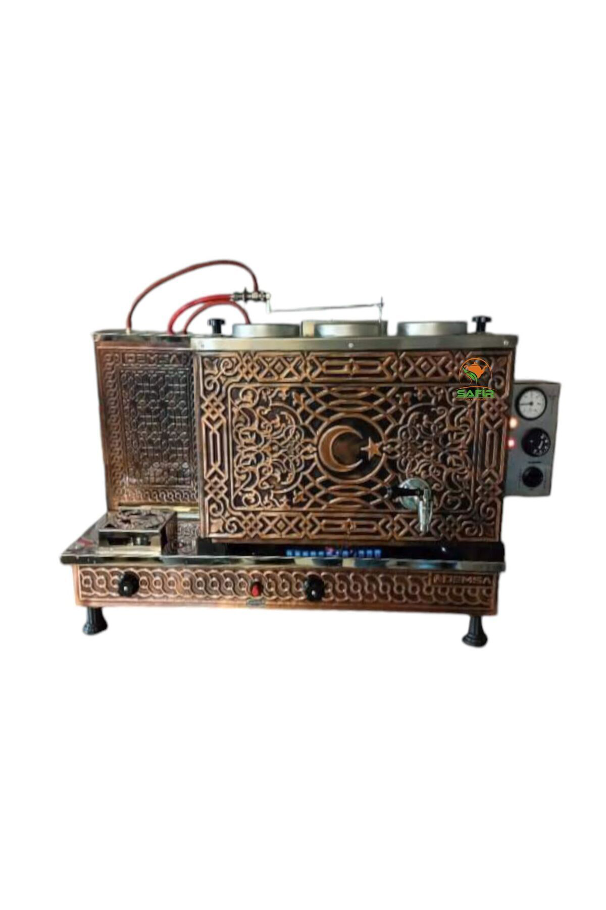 Safir Çay Kazanlari 3 Demlikli Bakır Tam Otomatik Çay Kazanı Bayrak Model Elektrik+ D