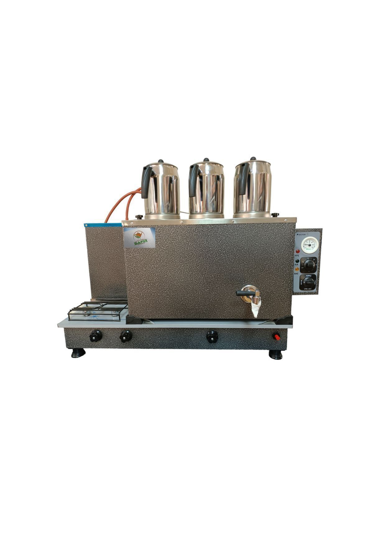 3 demlikli çay ocağı 3 Gözlü Gri Boyalı Çay Kazanı Elektrik + Tüp