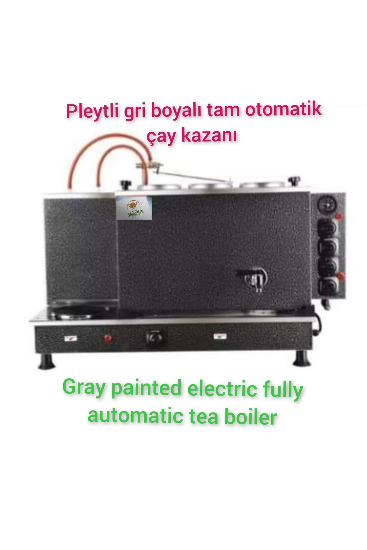 Safir Çay Kazanlari 3 Demlikli Çay Kazanı Gümüş Gri Boyalı Sadece Elektrikli Pleytli 