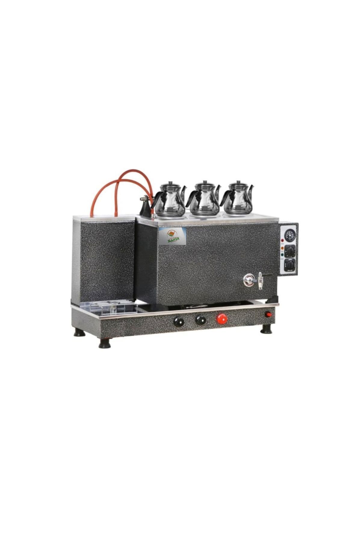 3 demlikli çay ocağı 3 Gözlü Gri Boyalı Çay Kazanı Elektrik + Tüp
