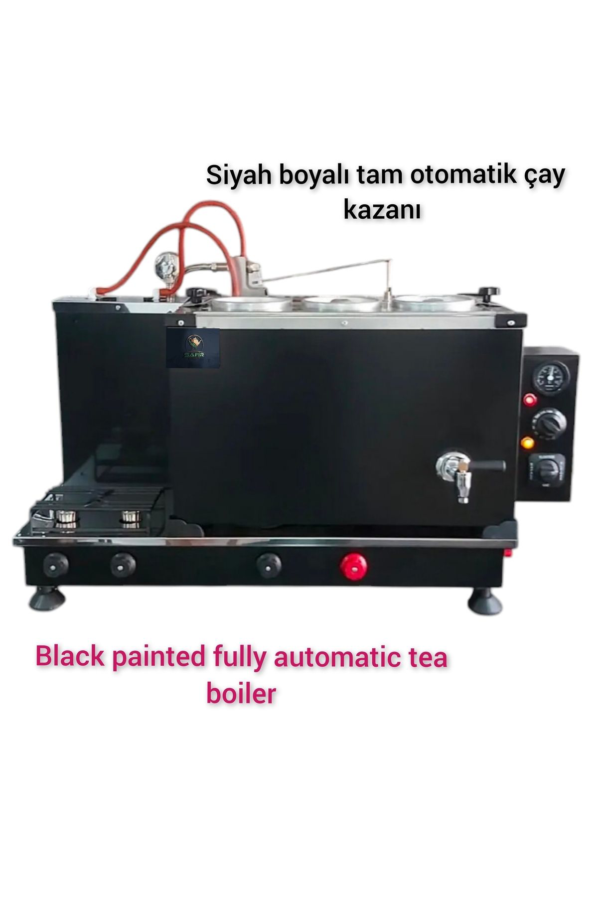 Safir Çay Kazanlari 3 Demlikli Tüplü Siyah Boyali Tam Otomatik Çay Kazani Çay Ocaği Ç