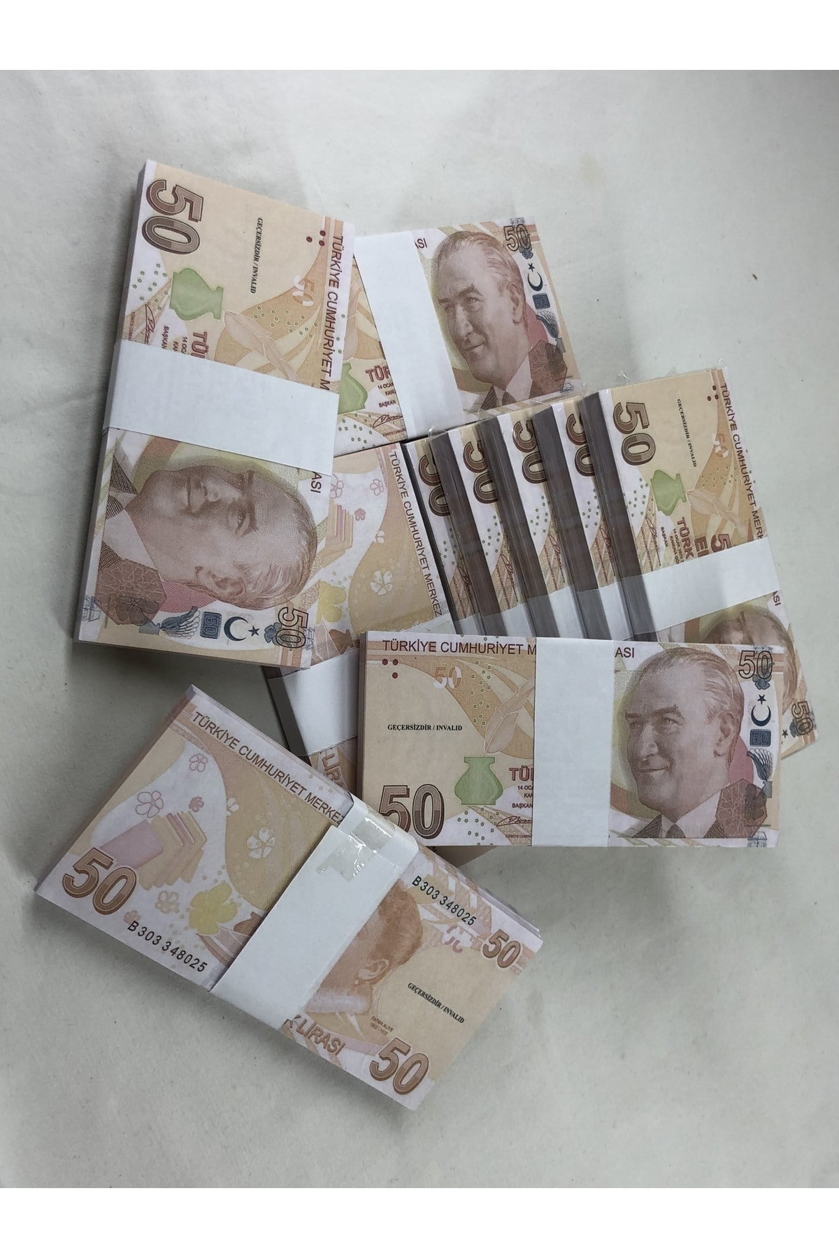 3 Deste Oyuncak Geçersiz Yazılı 50 Türk Lirası Yapay Çakma Para 3