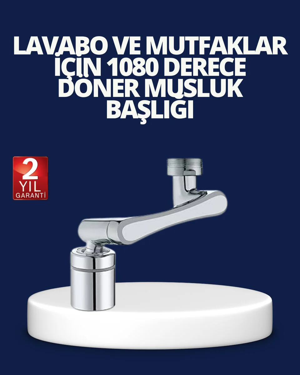 3 Eklemli Esnek 1080° Musluk Başlığı - Hareketli Su Modlu Lavabo Aparatı
