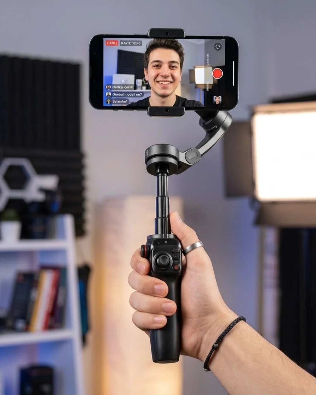 3 Eksen Telefon Gimbal Stabilizer Video Sabitleyici Vlog ve Çekim