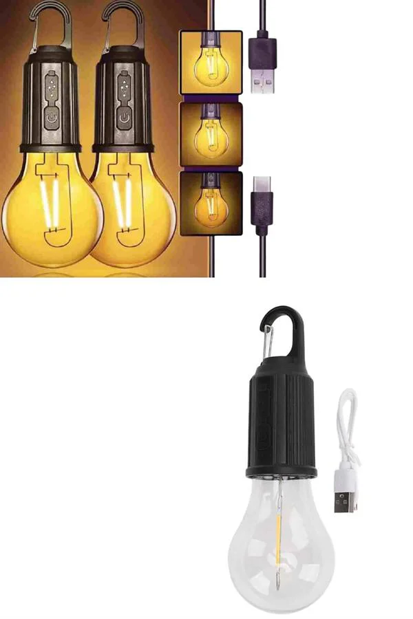 3 Farklı Mod LED'li Şarjlı Asma Kancalı Kamp Lambası Taşınabilir 