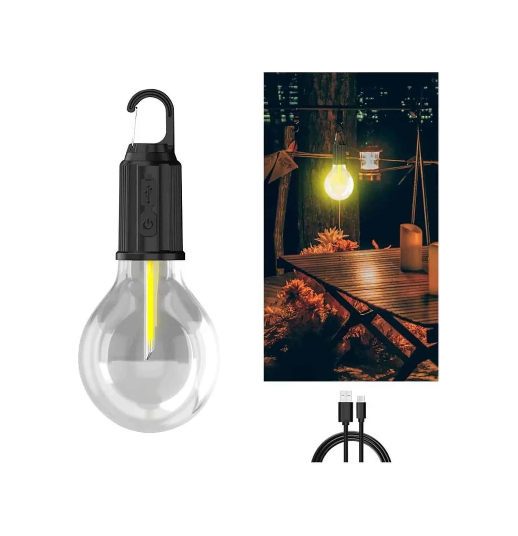 3 Farklı Mod Led'li Şarjlı Asma Kancalı Kamp Lambası Taşınabilir 