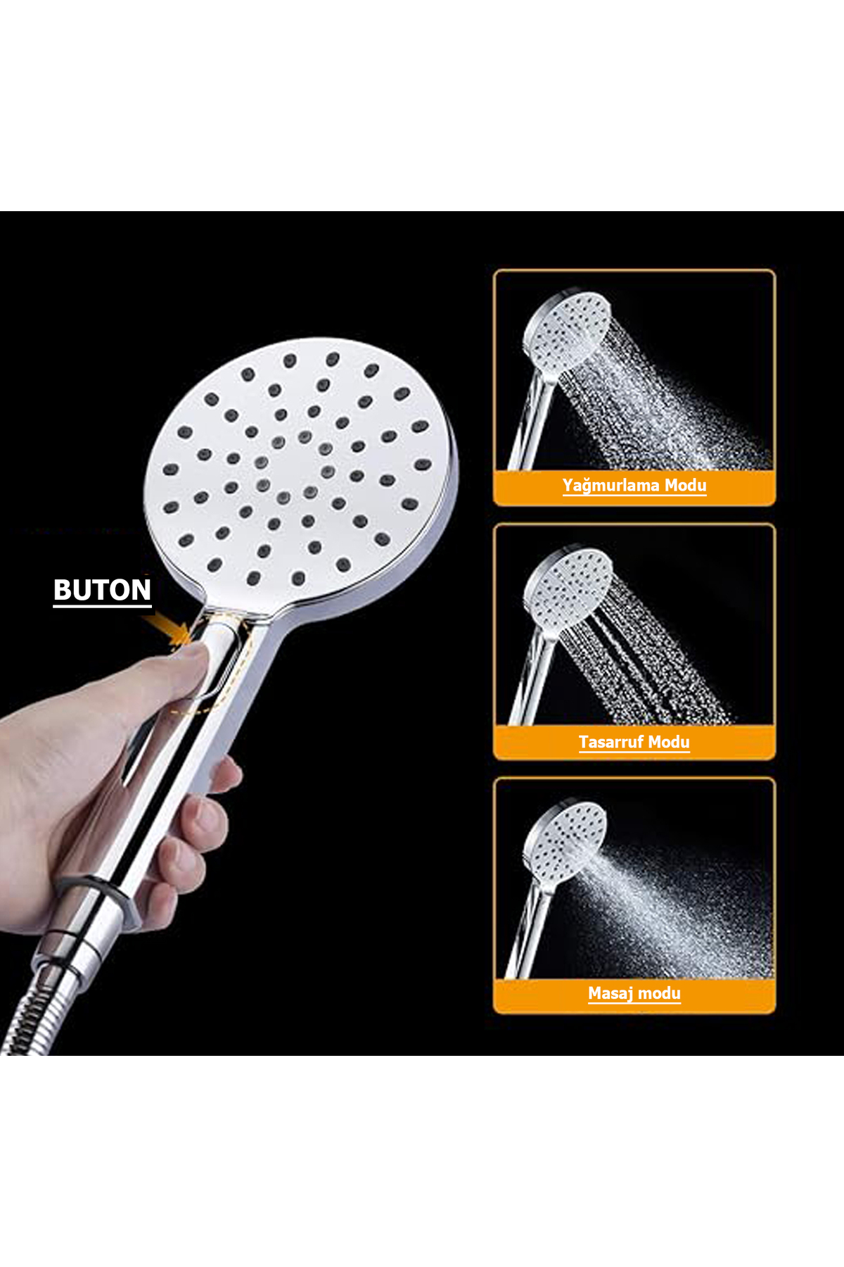 Purvien 3 Fonksiyonlu Butonlu Duş Seti Eca Model Mafsallı Duş Seti 3 Katm