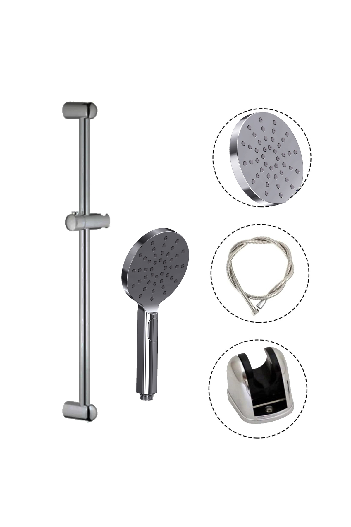 Purvien 3 Fonksiyonlu Butonlu Sürgülü Duş Seti Eca Model Sürgülü Duş Seti