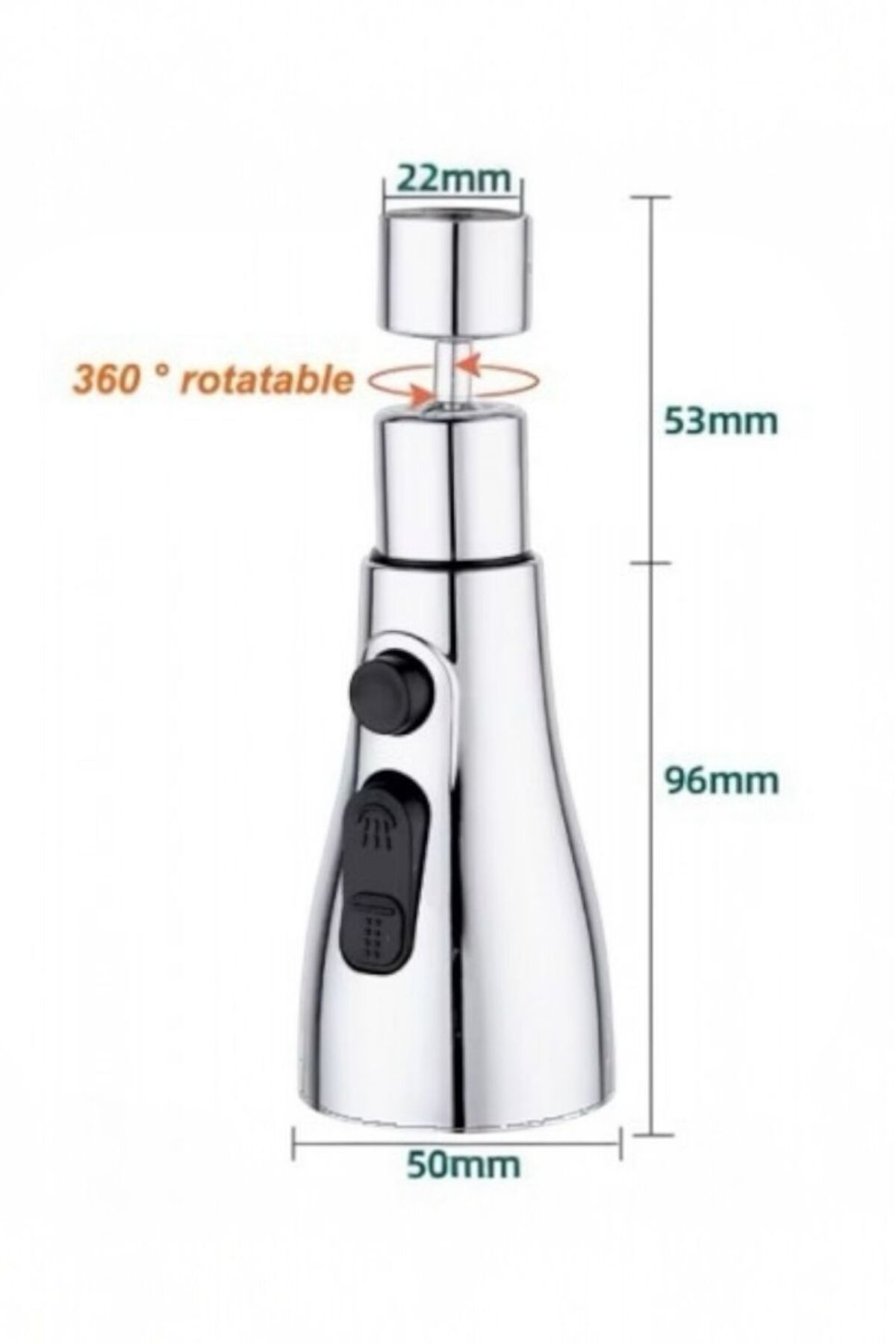 3 Fonksiyonlu Dönebilen Metalik Musluk Başlığı | Su Tasarruflu ve