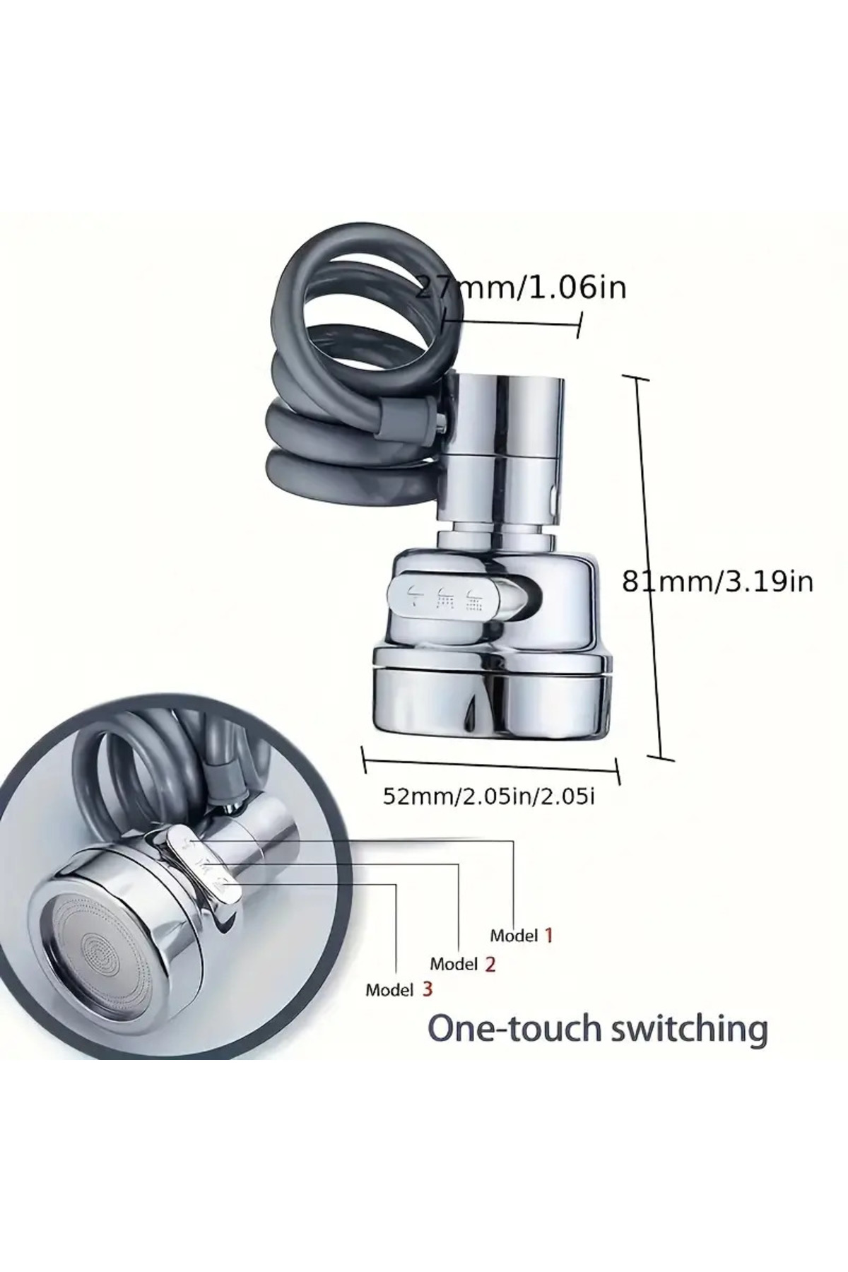 Pazar Kapısı 3 Fonksiyonlu Döner Başlıklı Musluk Ucu Aparatı – Su Tasarruflu,