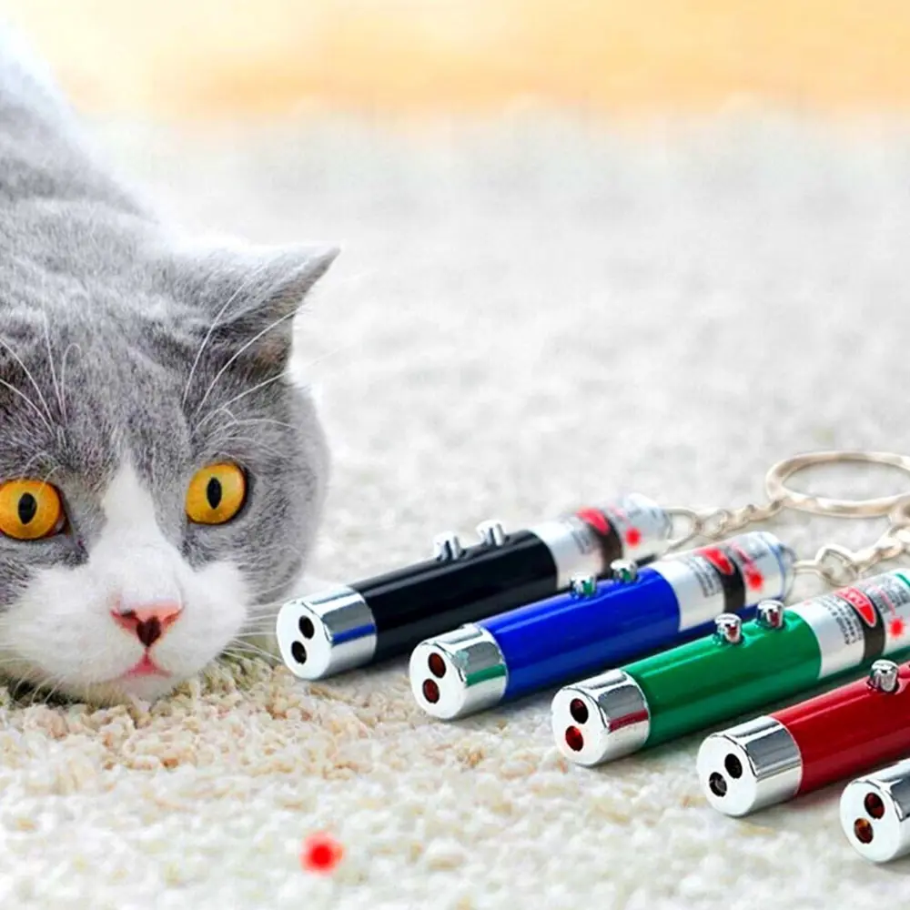 3 Fonksiyonlu Kırmızı Beyaz Işıklı Led Lazer Kedi Köpek Oyuncak A