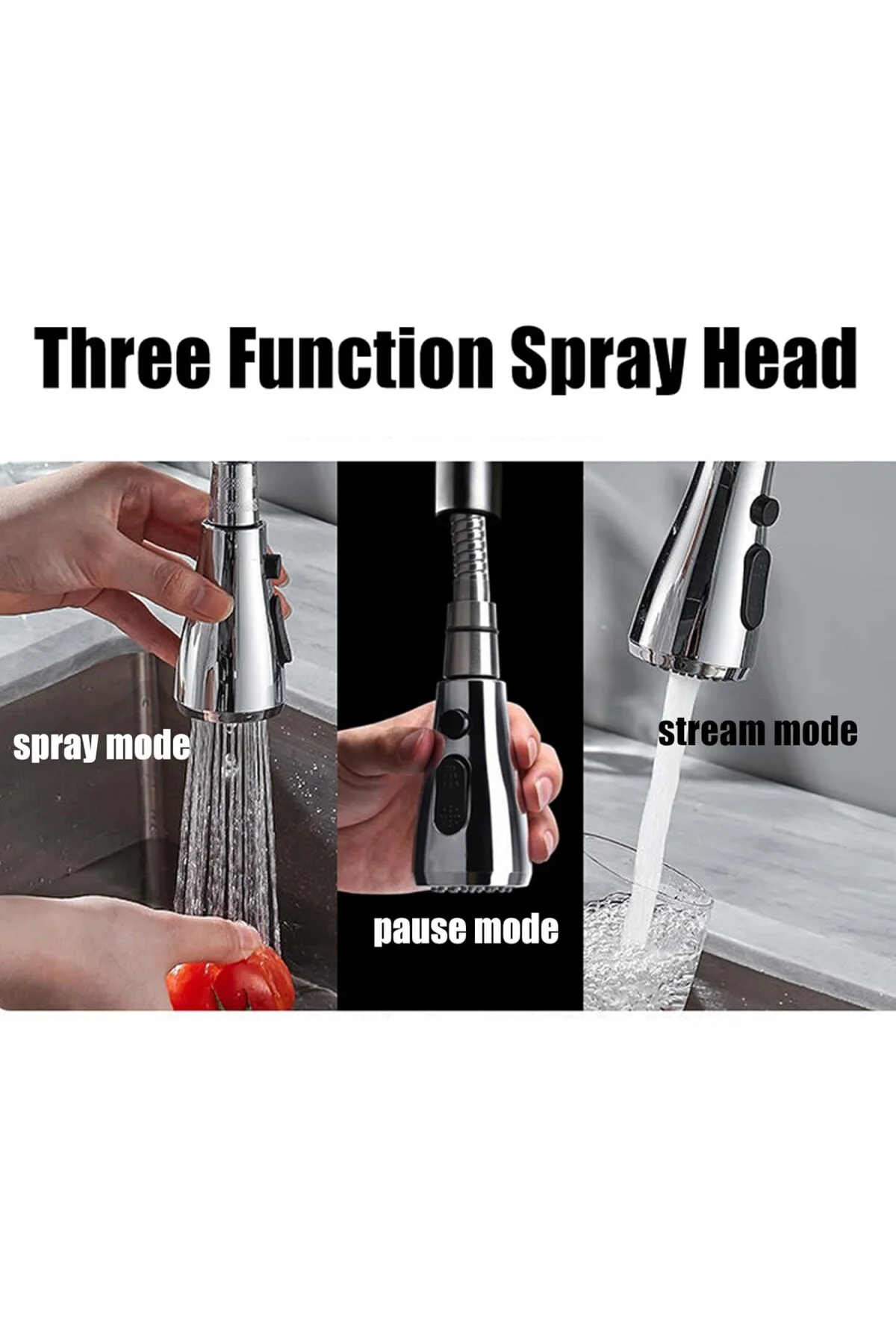3 Fonksiyonlu Mutfak Musluk Püskürtme Başlığı Pull Out Sprey Duş 3 Fonksiyonlu Mutfak Musluk Püskürtme Başlığı Pull Out Sprey Duş