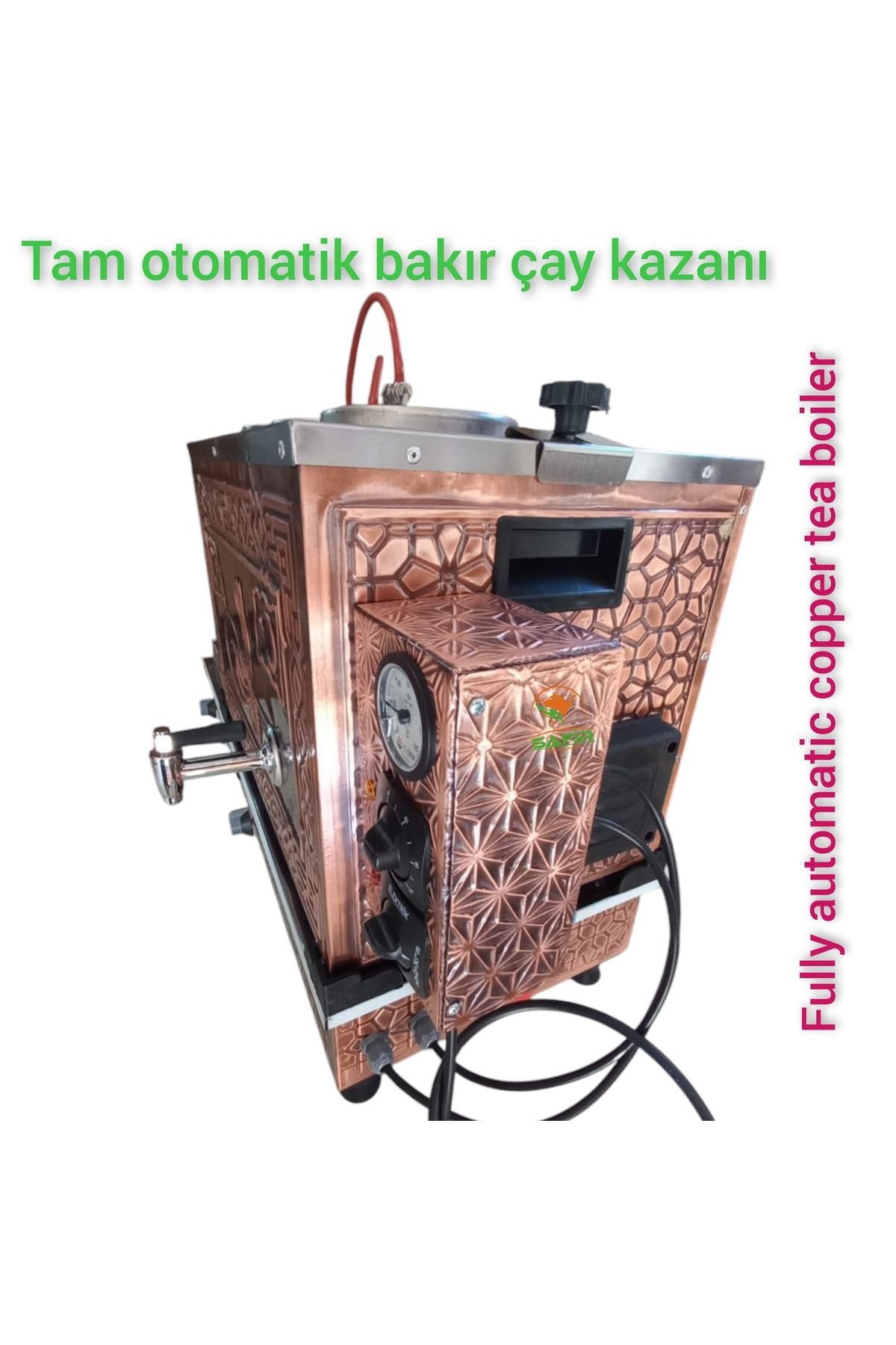 3 Gözlü Bakır Tam Otomatik Çay Kazanı Gaz Emniyet Kilit Sistemli 