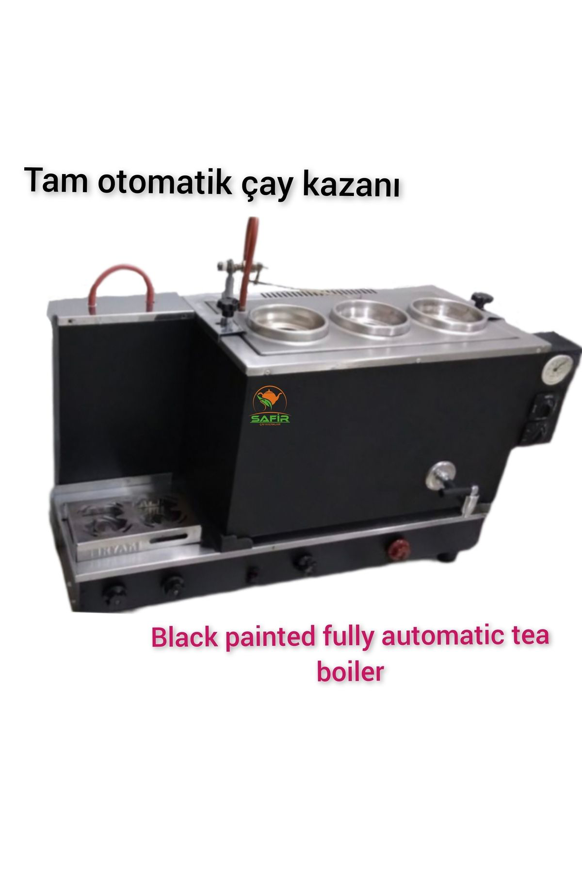 3 Gözlü Cromat Siyah Boyalı Çay Kazanı Elek Doğalgazlı Çay Semave