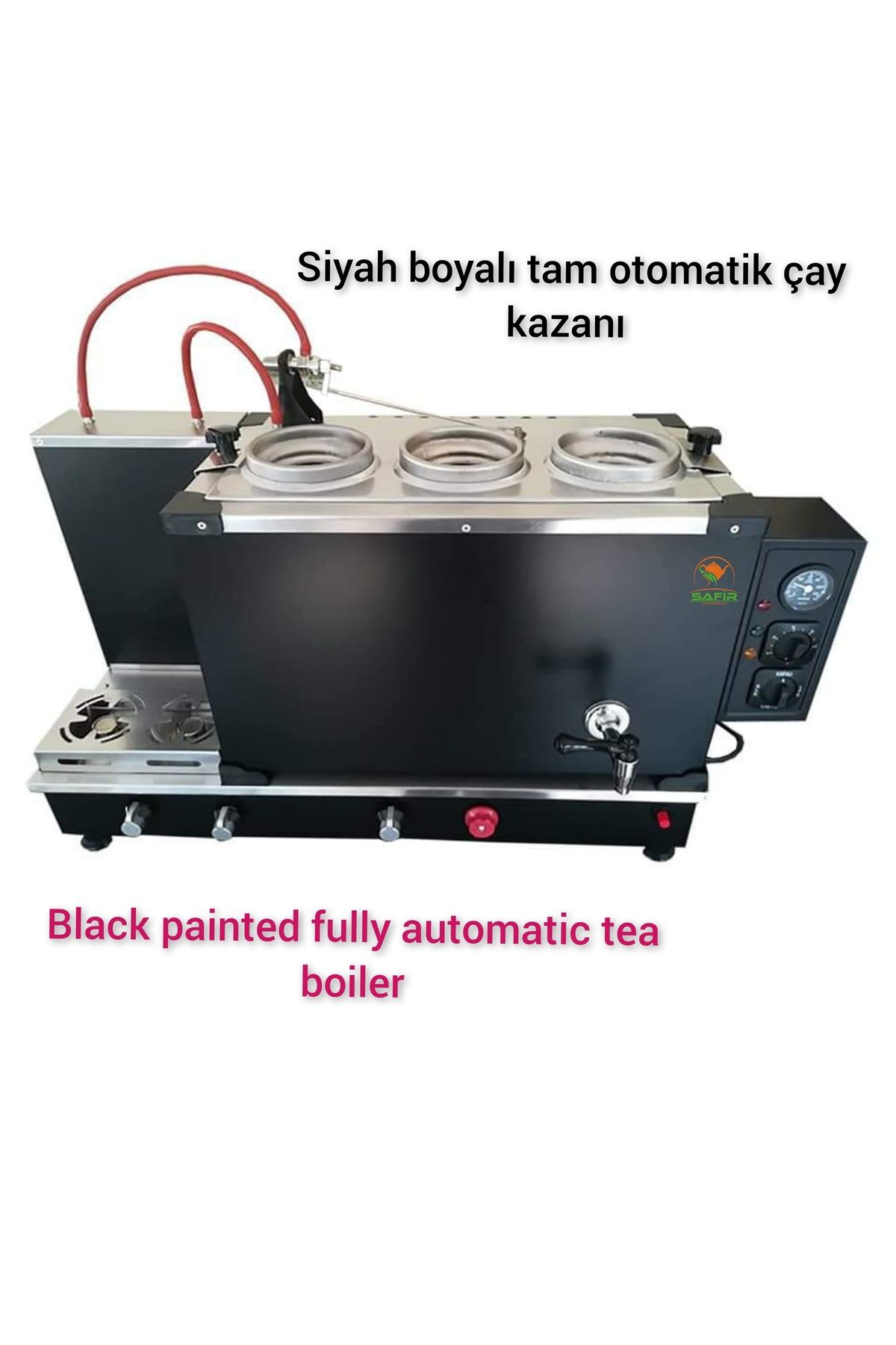 3 Gözlü Cromat Siyah Boyalı Çay Kazanı Elek Doğalgazlı Çay Semave