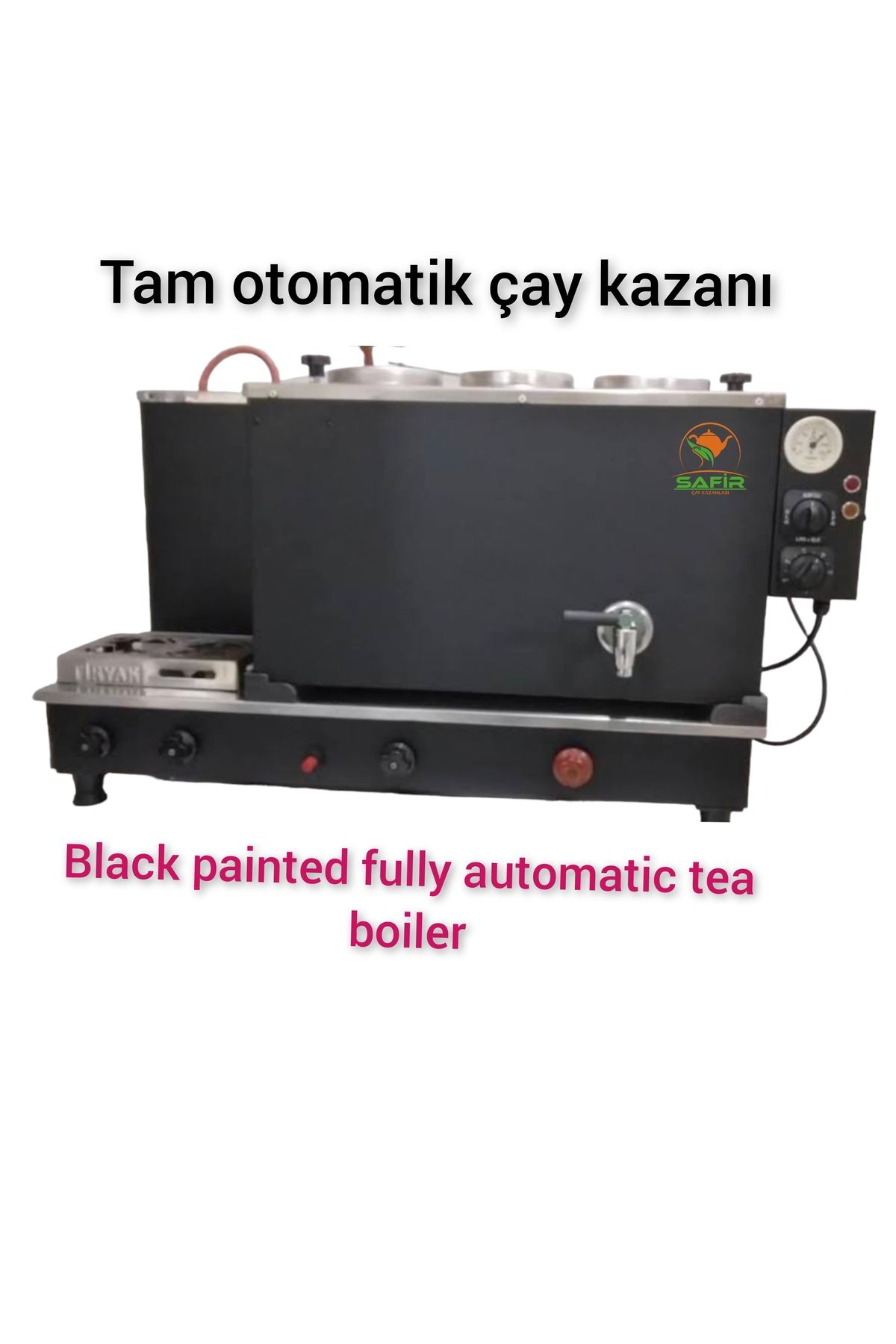 3 Gözlü Cromat Siyah Boyalı Çay Kazanı Elek Doğalgazlı Çay Semave