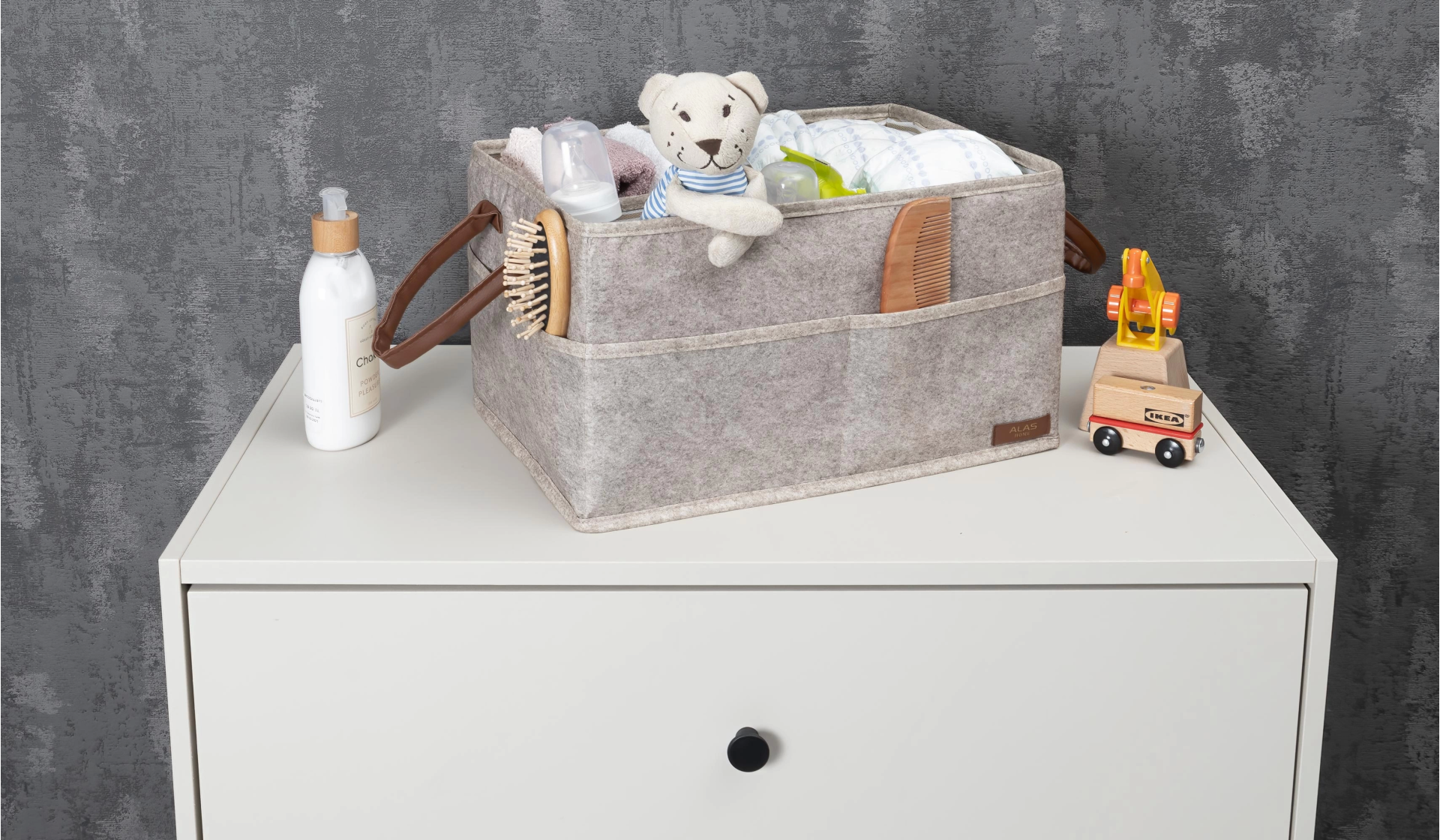 3 Gözlü Deri Şeritli Çok Amaçlı Düzenleyici Organizer Kutu Keçe S