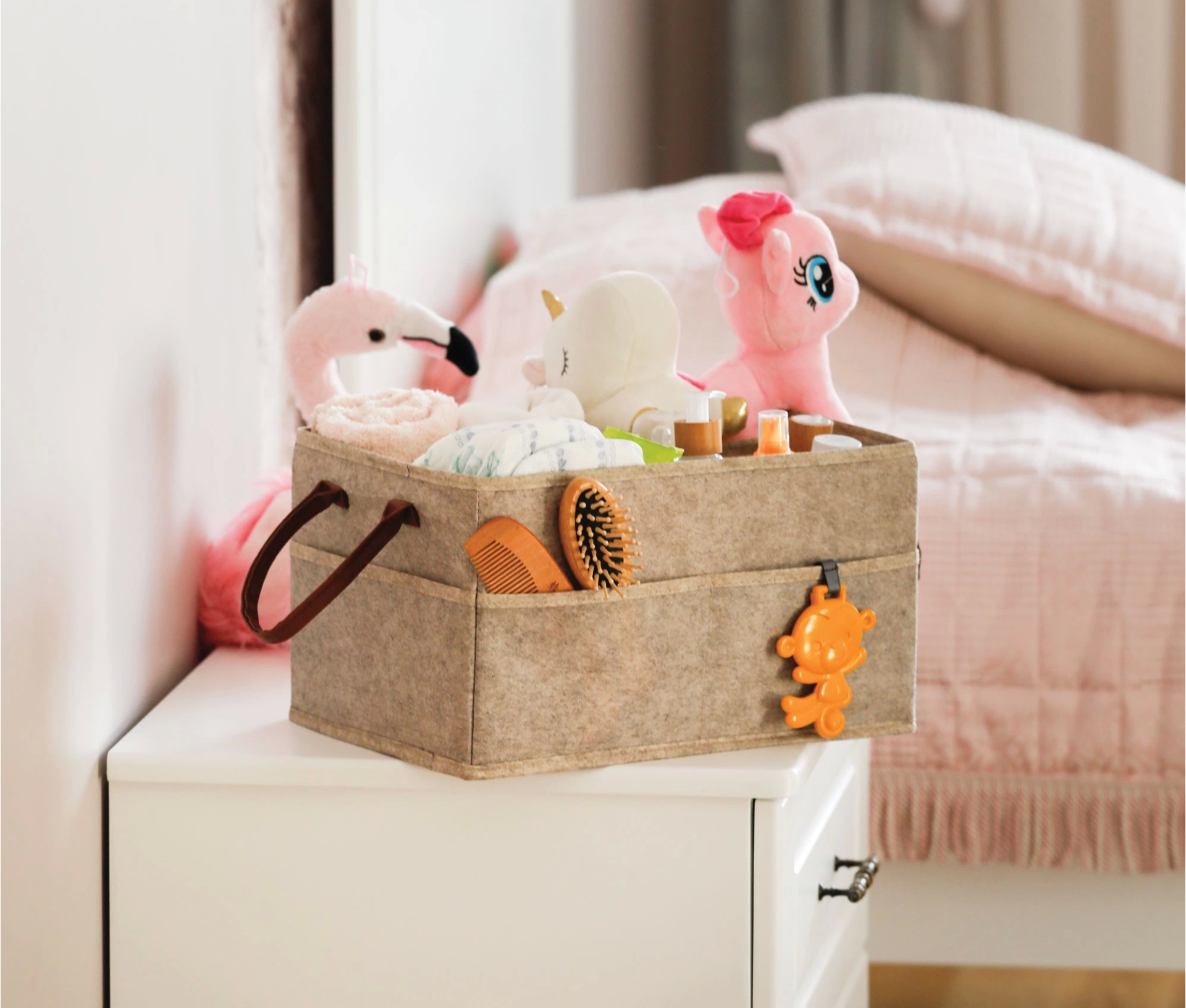 3 Gözlü Deri Şeritli Çok Amaçlı Düzenleyici Organizer Kutu Keçe S