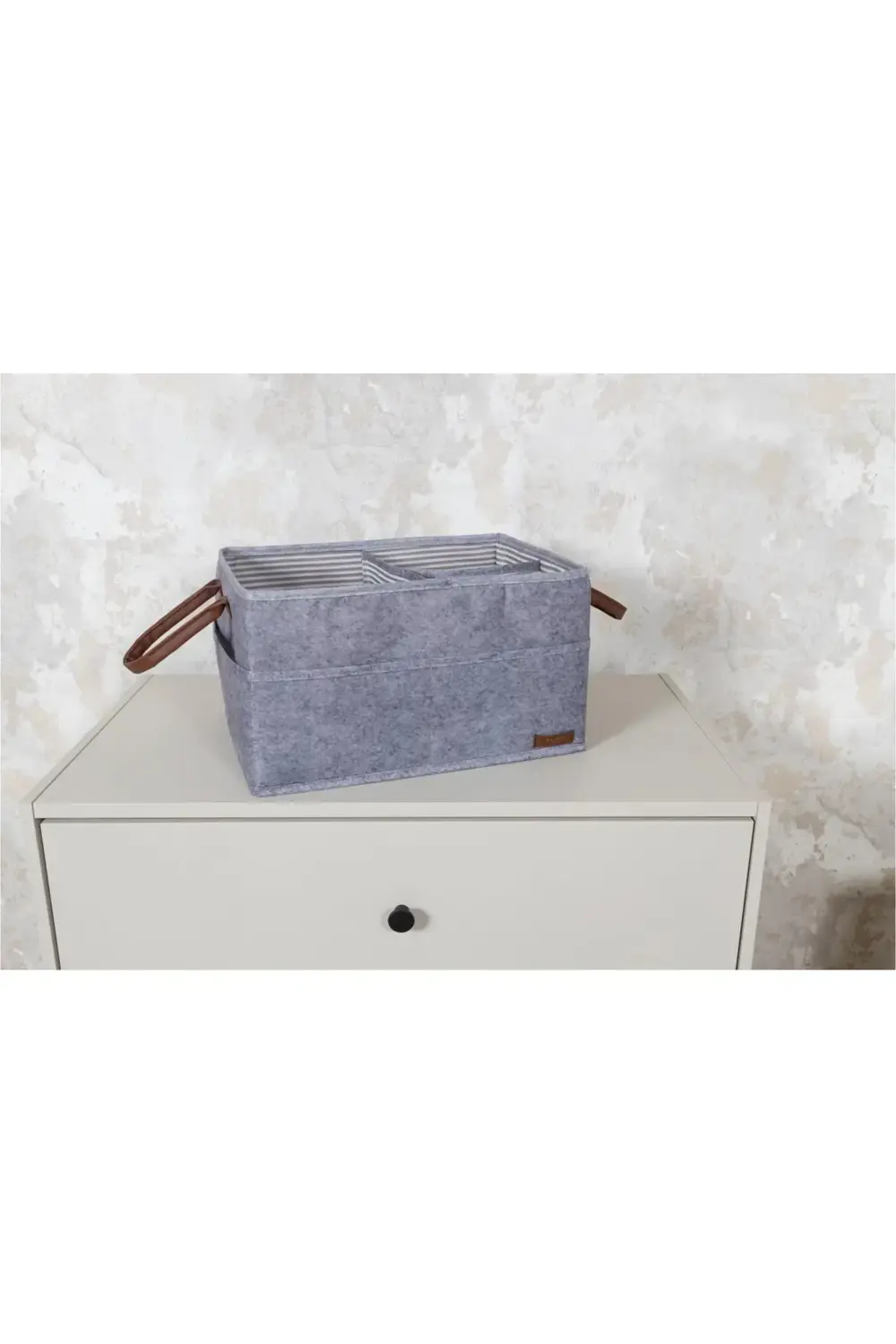 3 Gözlü Deri Şeritli Çok Amaçlı Düzenleyici Organizer Kutu Keçe S